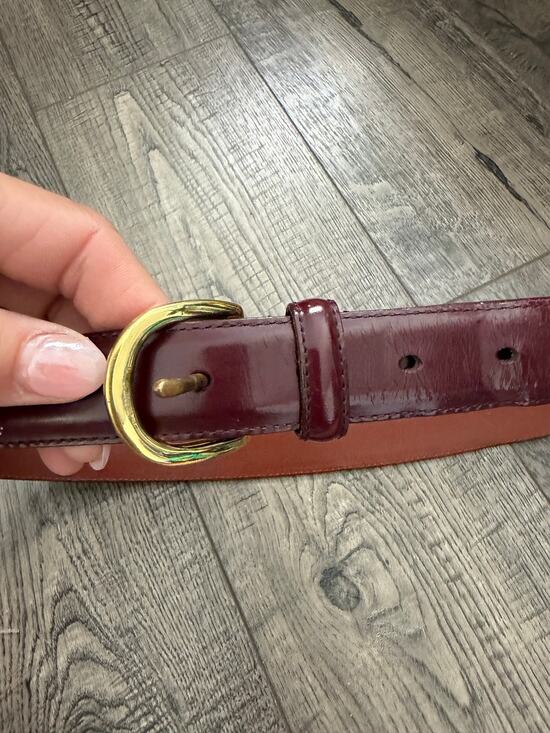Coach Other - Coach 3921 Dress Belt Size 33" Burgundy Cowhide Leather Solid Gold Brass Buckle